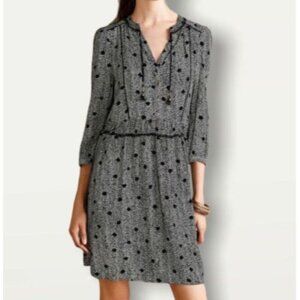 Maeve by Anthropologie Womens Dress Galen‎ Black White Print Pockets ¾ Sleeves S